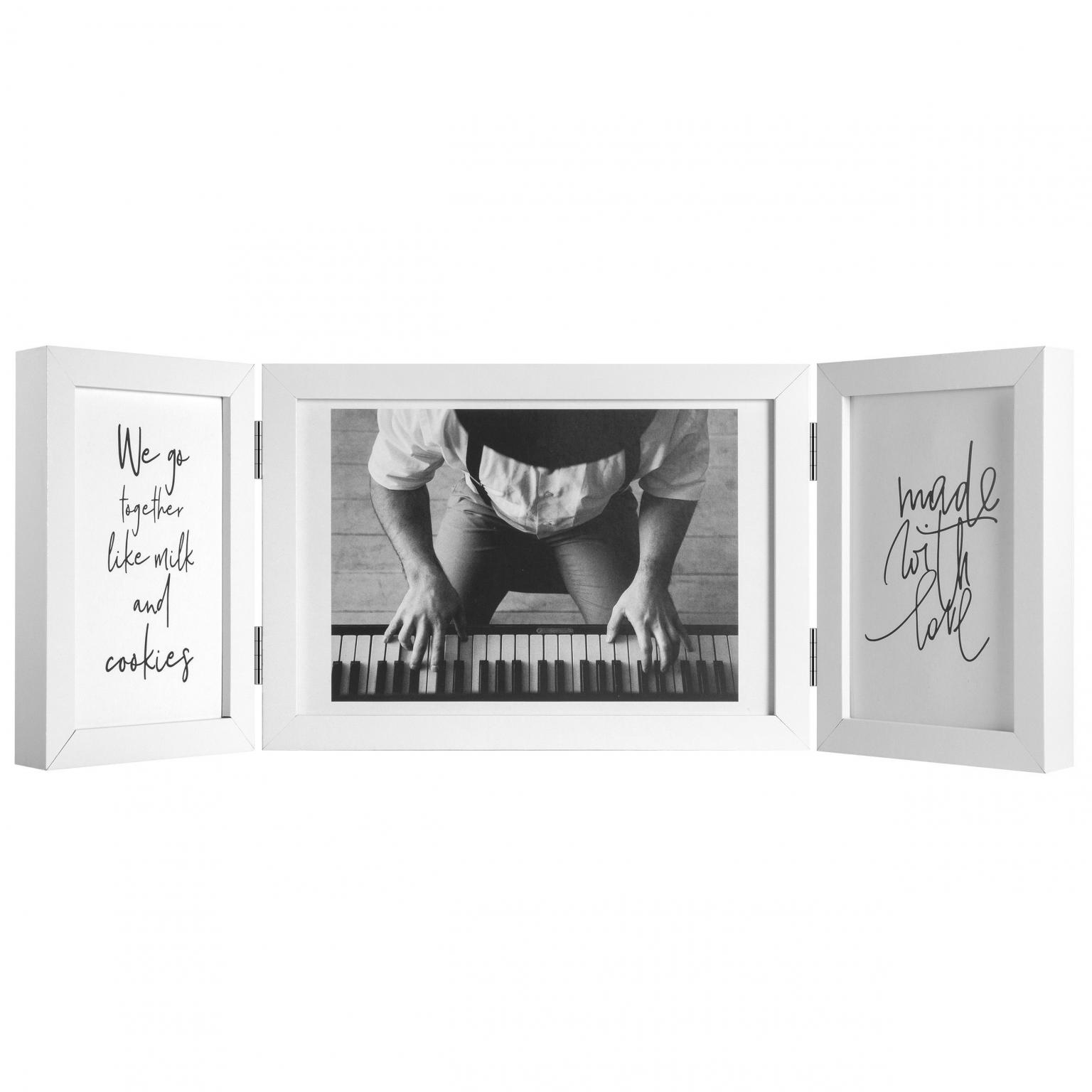PIANO Triple photoframe 3x 10x15 cm. blanc
