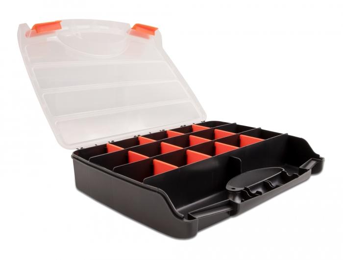 Delock sorteerbox met 17 vakken 320 x 255 x 60 mm oranje/zwart - Delock