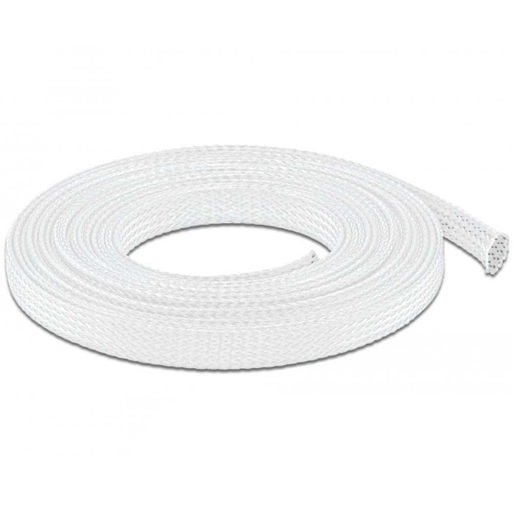 Delock gevlochten slang rekbaar 10 m x 12 mm wit - Delock