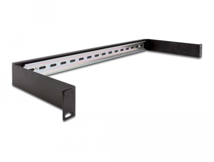 Delock 19″ panneau rail DIN 1 HE noir - Delock