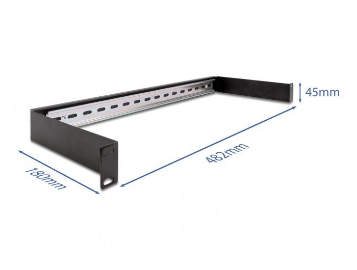 Delock 19″ DIN-rail paneel 1 HE zwart - Delock