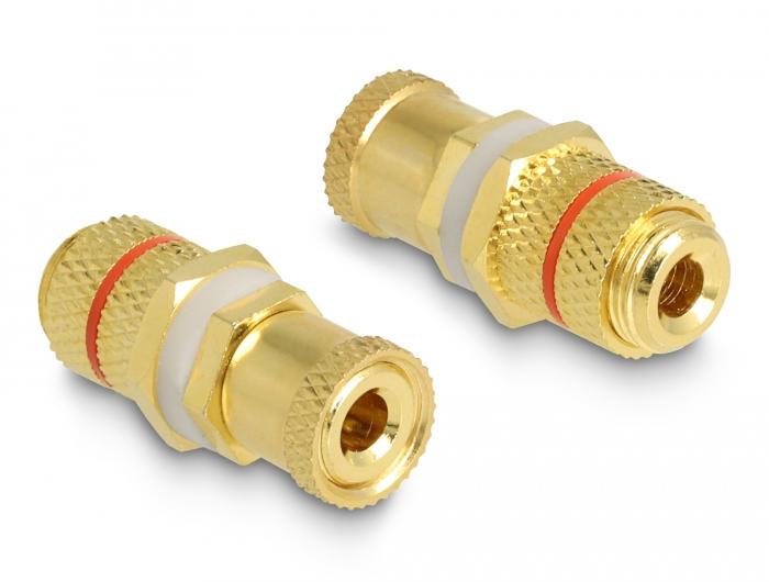 Delock Audio-adapter Polklem naar Polklem voor inbouw, rode kleurmarkering - Delock