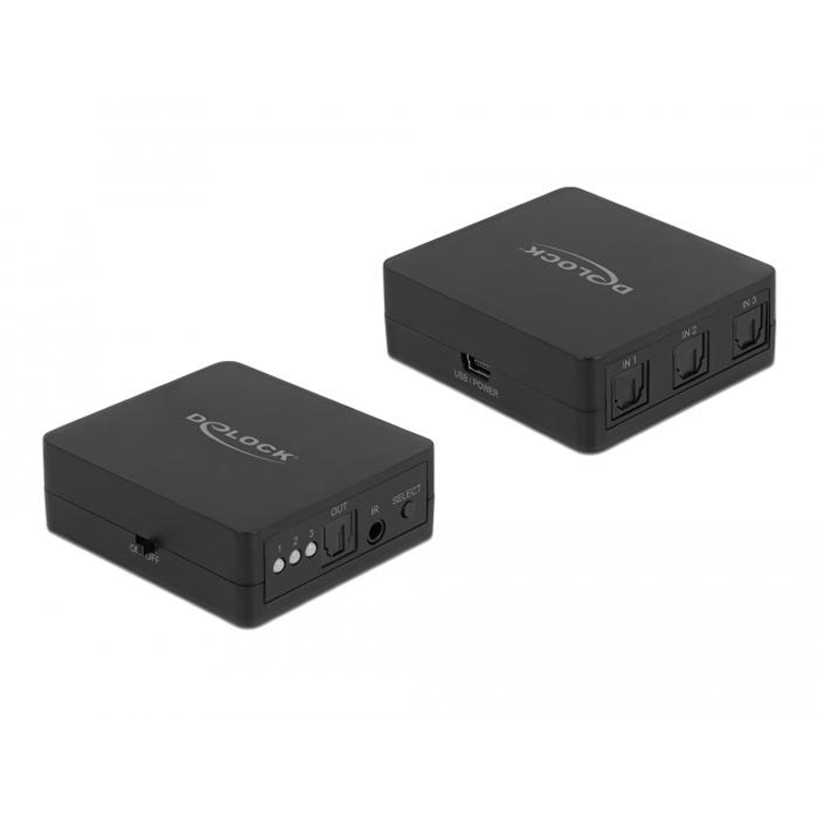 Delock TOSLINK Switch, 3 In 1 Out, IR, USB.