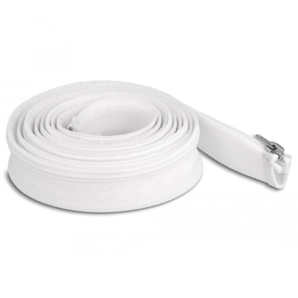 Delock, gaine tressée, fermeture, 3 m x 30 mm, blanc - Delock