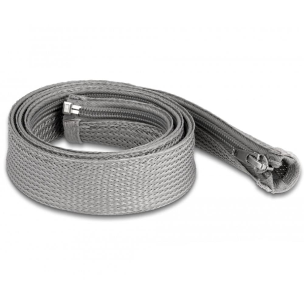Delock Gaine tressée avec fermeture éclair résistante à la chaleur 1 m x 30 mm gris - Delock