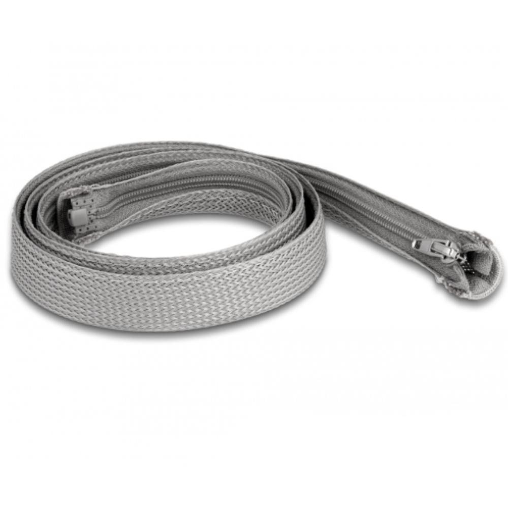 Delock gevlochten slang met rits, 1 m x 20 mm, grijs
