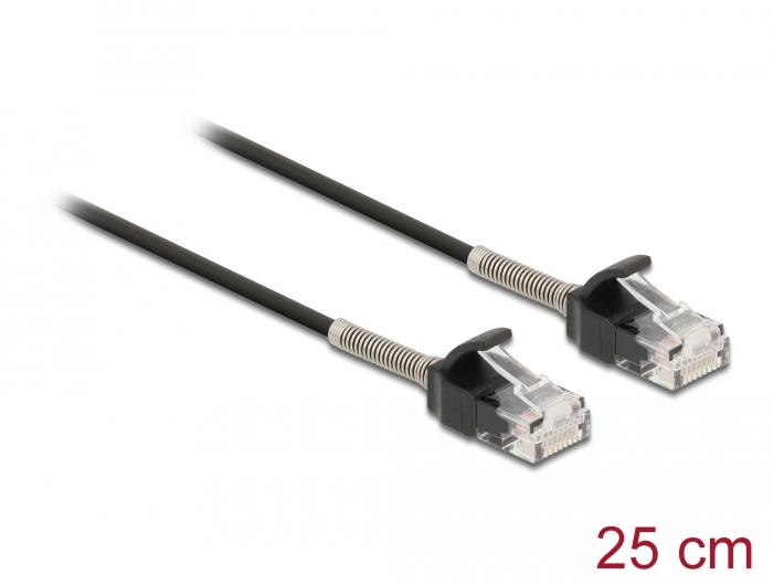 Delock Kabel RJ45 Stecker zu RJ45 Stecker mit Knickschutz Cat.6A 25 cm sch - Delock