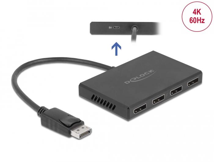 Delock DisplayPort 1.4 Splitter 1 x entrée DisplayPort vers 4 x sortie DisplayPort - Delock