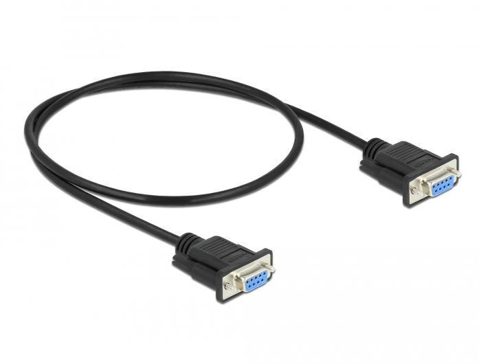 Delock Seriële Kabel RS-232 D-Sub 9 Stekker naar Stekker Nullmodem met dunne