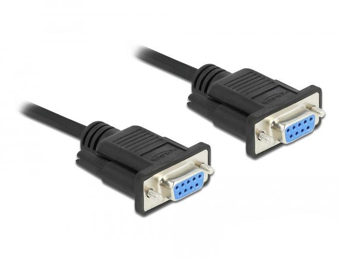 Câble série Delock RS-232 D-Sub 9 fiche mâle sur fiche mâle Nullmodem avec connecteurs fins - Delock