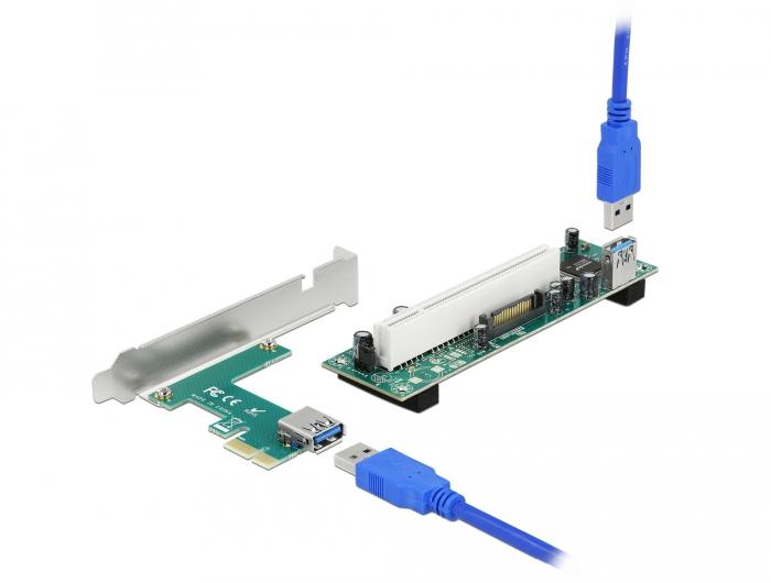 Carte Riser Delock PCI Express x1 vers 1 x slot PCI 32 bits avec câble de 60 cm - Delock