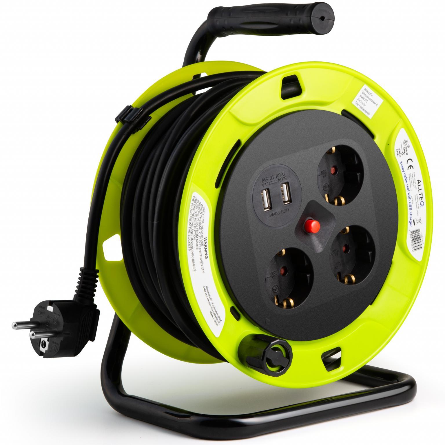 3 voudige kabelhaspel met 2 USB oplader