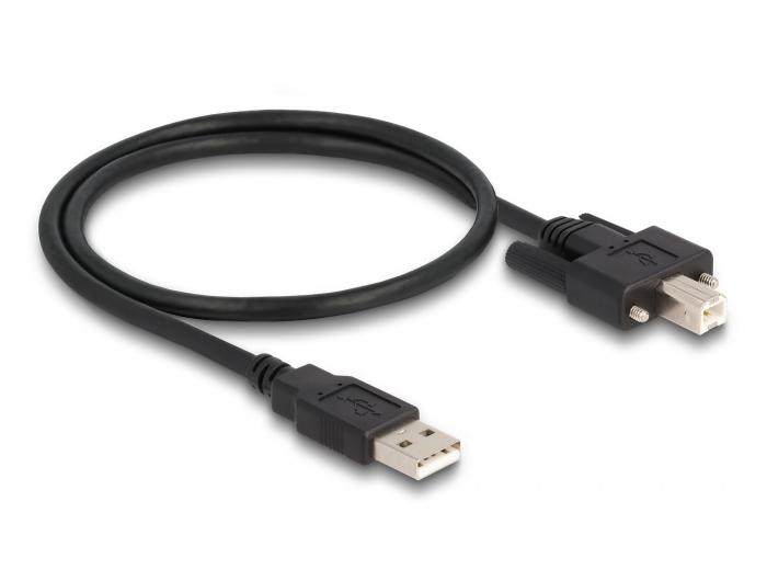 Delock Kabel USB 2.0 Type-A Stekker naar Type-B Stekker met Schroeven 0,5 m - Delock