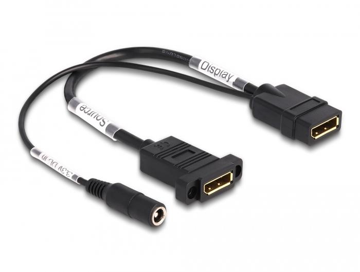 Câble DisplayPort Delock 4K 60 Hz avec alimentation DC 2,1 x 5,5 mm 0,30 m par ex. - Delock