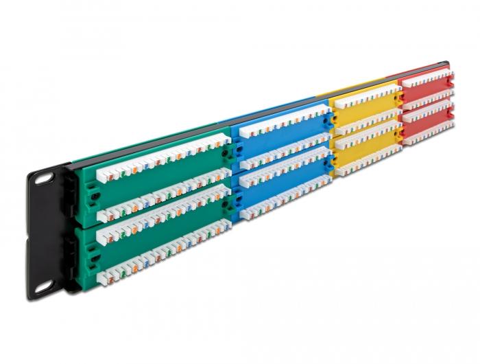 Delock 19″ Patchpaneel 48 poort Cat.5e 2 HE gekleurd - Delock