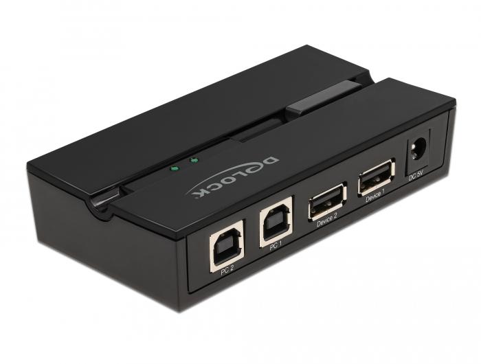 Delock USB 2.0 switch, 2x USB B naar A, 1.8m kabels. - Delock