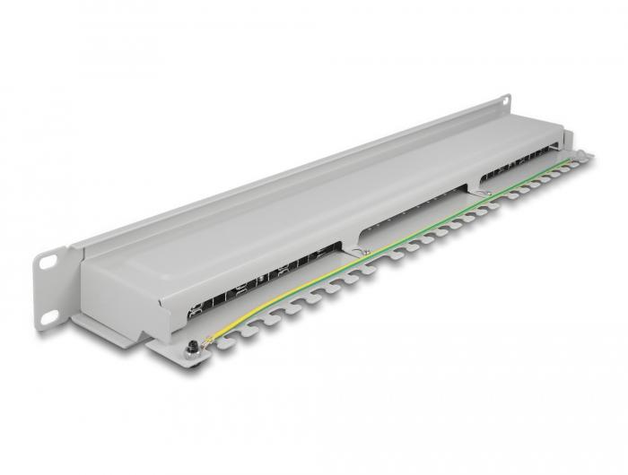 Delock 19″ Patchpaneel 16 Poorten Cat.6A 1 HE grijs - Delock
