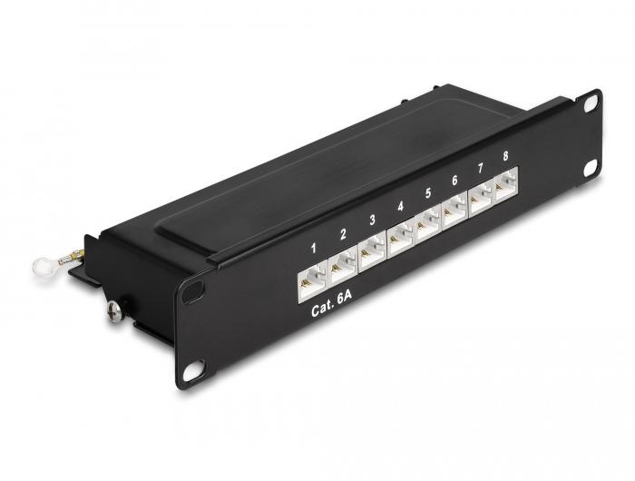Delock 10″ Patchpaneel 8 poort Cat.6A 1 HE zwart - Delock