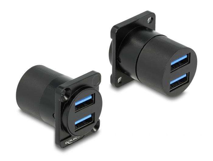 Delock Module D-Type USB 3.2 Gen 1 Type-A 2 x Femelle vers 2 x Femelle