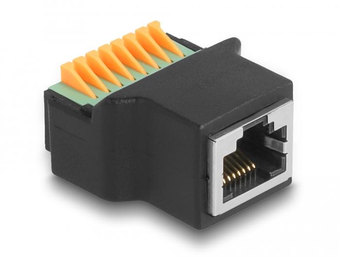 Adaptateur Delock RJ45 femelle vers bornier à bouton-poussoir