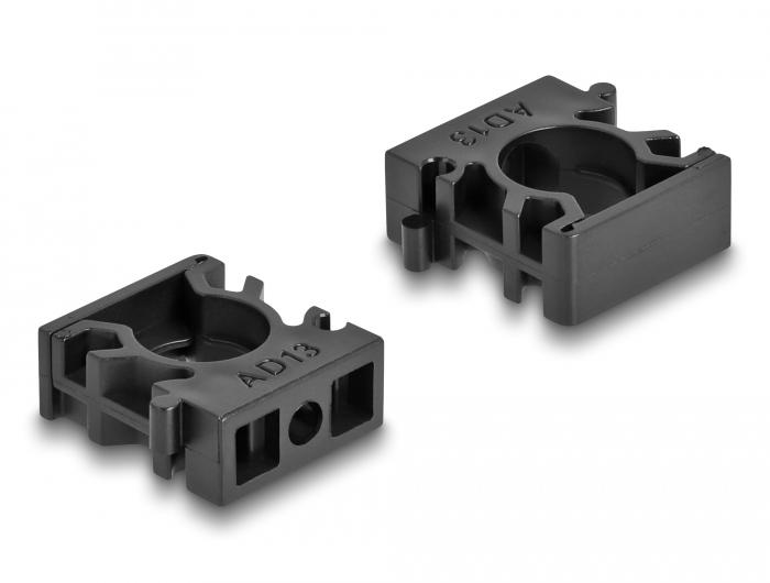 Delock Support de goulottes avec clip de fixation 13 mm 8 pièces noir - Delock