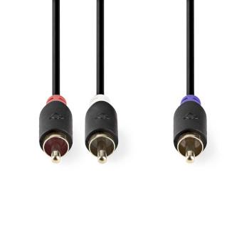 Subwoofer-Kabel RCA Male 2x RCA Male Verguld 3.00 m Rond 4.0