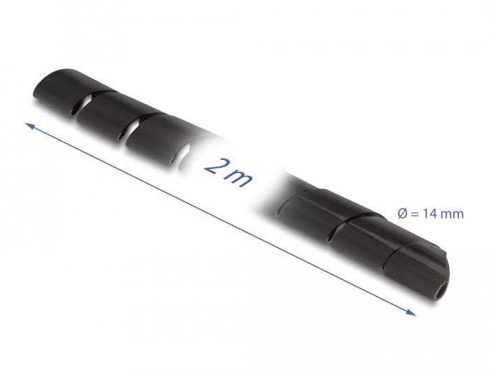 Delock flexibele spiraalslang 2 m x 14 mm zwart - Delock