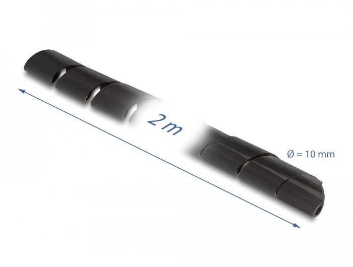 Delock Spiralslang flexibel 2 m x 10 mm zwart - Delock