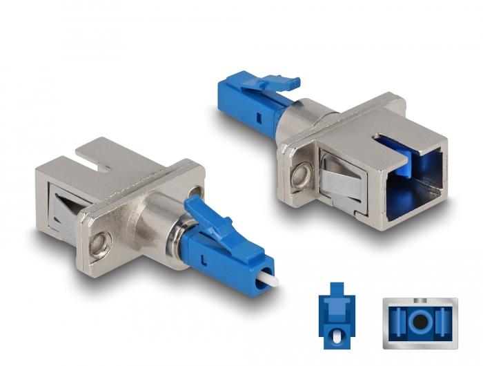 Delock Adaptateur Hybride Fibre Optique LC Simplex Male vers SC Simplex Male bleu - Delock