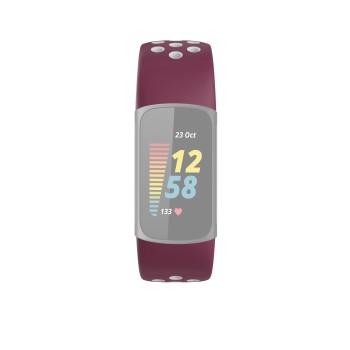 Sportharp voor Fitbit Charge 5, ademend armbandje, Bord./Grijs - Hama