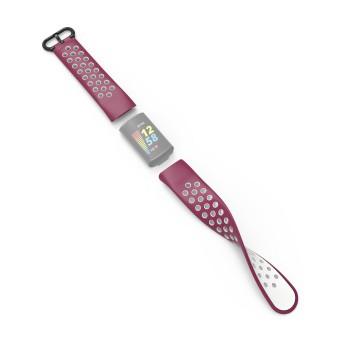 Sportharp voor Fitbit Charge 5, ademend armbandje, Bord./Grijs - Hama