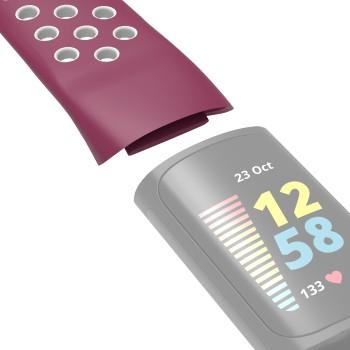 Sportharp voor Fitbit Charge 5, ademend armbandje, Bord./Grijs - Hama