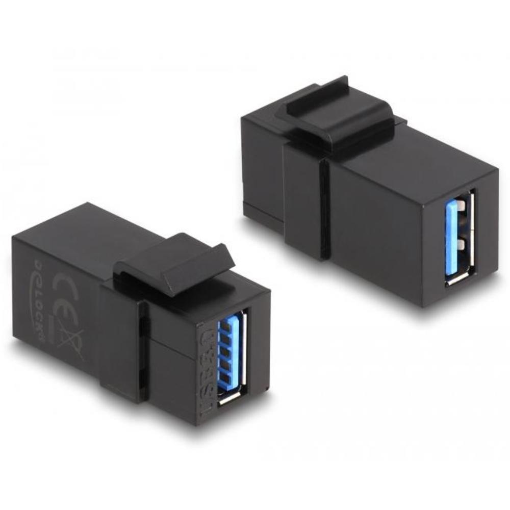 Delock Keystone Module USB 3.0 A femelle vers USB 3.0 A femelle noir (1:1)