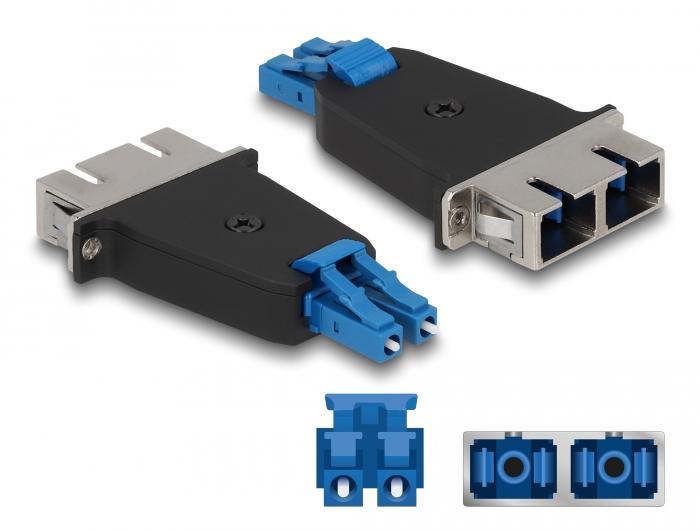 Delock LWL Hybrid Couplage LC Duplex Mâle vers SC Duplex Femelle bleu - Delock