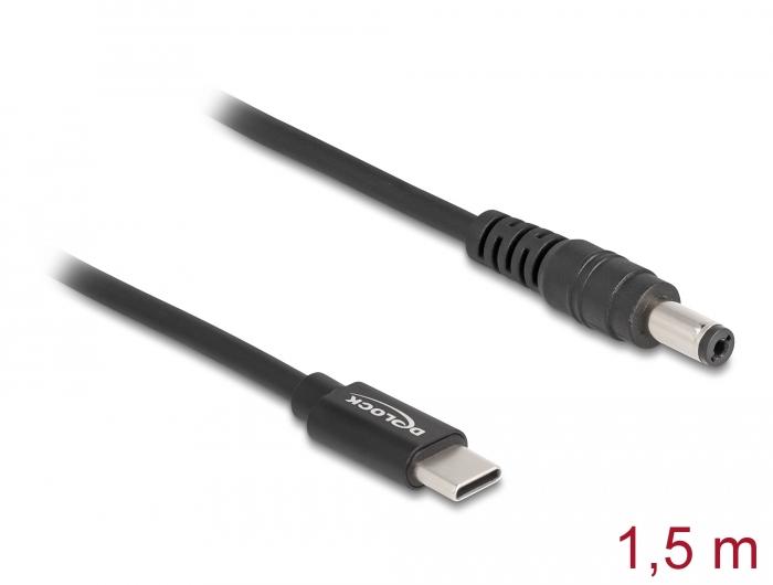 Delock Notebook-laadkabel USB Type-C™ stekker naar 5,5 x 2,1 mm stekker