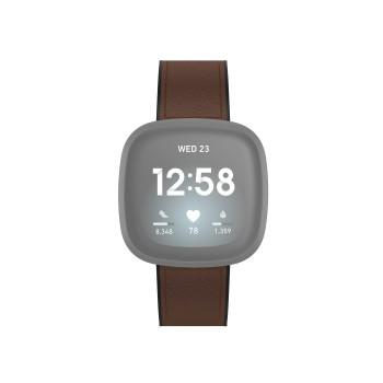 Bracelet pour Fitbit Versa 3/Sense, bracelet en cuir et silicone, marron - Hama