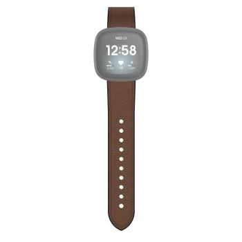 Bracelet pour Fitbit Versa 3/Sense, bracelet en cuir et silicone, marron - Hama