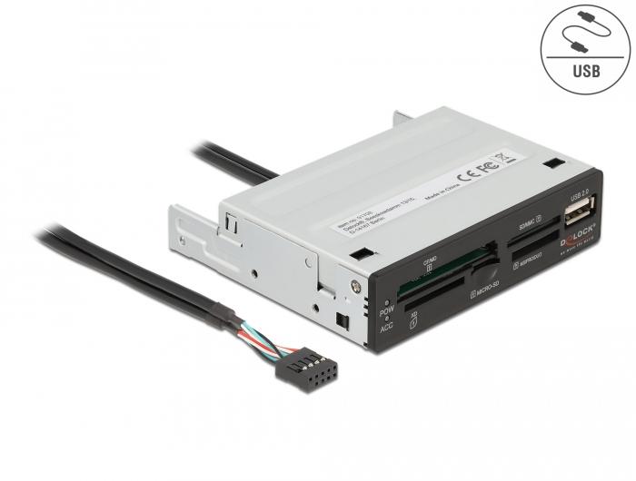 Delock: lecteur 3,5, 5 slots + USB 2.0. Header, 53cm. - Delock
