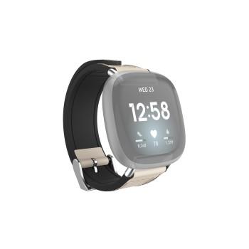 Bracelet pour Fitbit Versa 3/Sense, bracelet en cuir et silicone, blanc - Hama