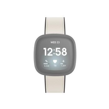 Bracelet pour Fitbit Versa 3/Sense, bracelet en cuir et silicone, blanc - Hama