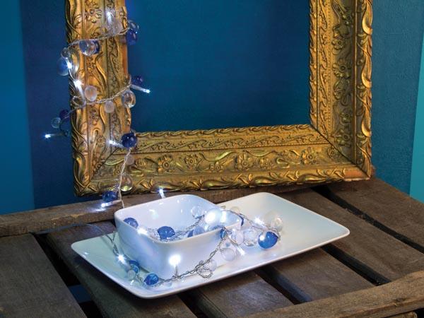 Mini Tafellamp LED - 1,5 m - oceaanblauw - 24 witte lampjes - batterijen - Light Creations