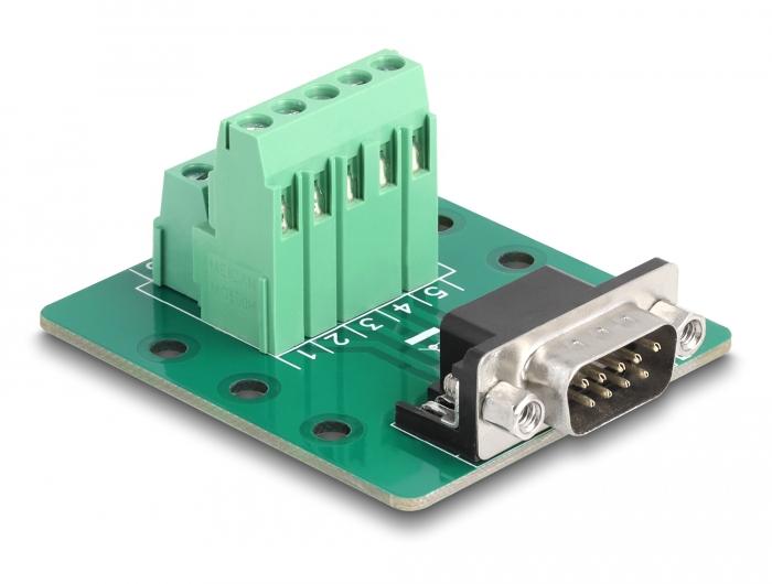 Delock D-Sub 9-pins connector naar klemmenblok voor DIN-rail - Delock