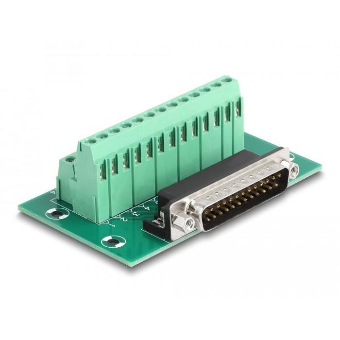 Connecteur D-Sub 25 broches vers bornier pour rail DIN - Delock