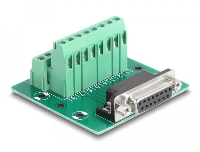 Delock D-Sub 15 broches Connecteur vers bornier pour rail DIN - Delock