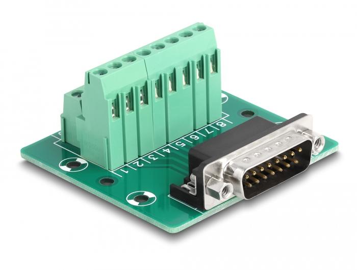 Delock D-Sub 15-polige stekker naar klemmenblok voor DIN-rail - Delock