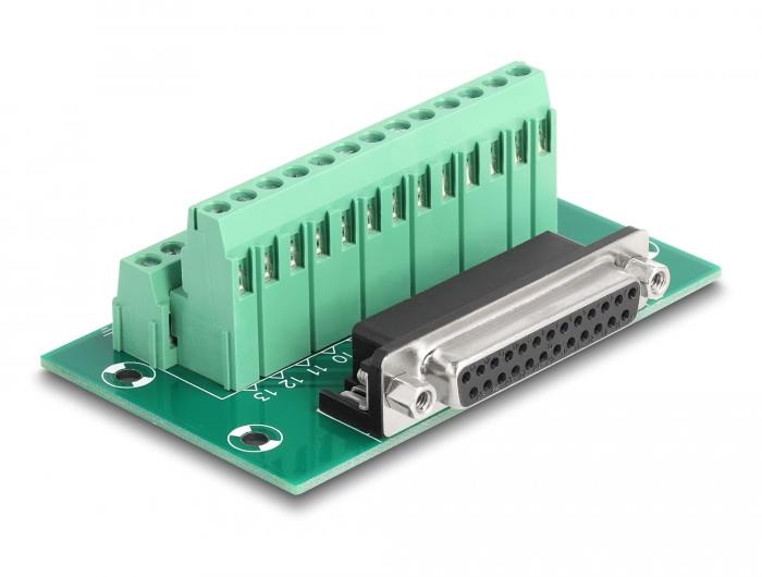 Delock D-Sub 25 broches Connecteur femelle sur bornier pour rail DIN - Delock