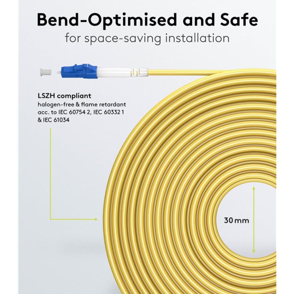 Câble à fibres optiques (FTTH), Monomode (OS2) Jaune, (Simplex), 30 m - Goobay