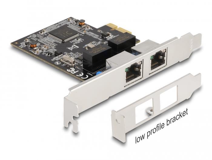 Delock PCI Express x1 kaart met 2 x RJ45 Gigabit LAN RTL8111 - Delock