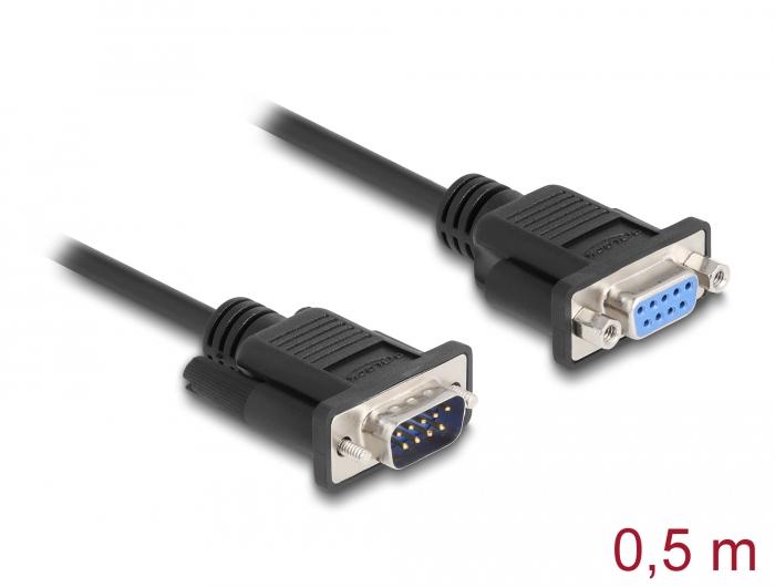 Delock Câble Série RS-232 D-Sub 9 Male vers Femelle Null Modem avec profil bas - Delock