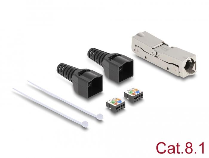 Delock RJ45 Connecteur LSA vers LSA avec gaine de protection anti-torsion Cat.8.1 sans outil - Delock